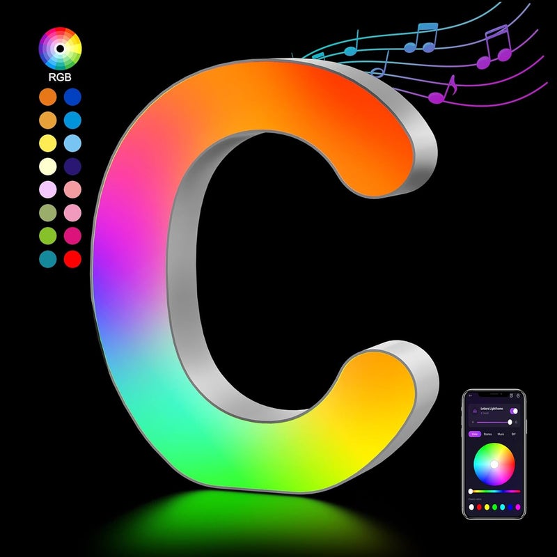 OJQ Light Up Letters LED Letter - Marquee Letters Room Decor Alphabet Letter Music Sync Color Change Colorful - Home Improvement Lamp for Bedroom Gifts for Him - Teen Girls Gifts Party Home Wall Decor - Image 1